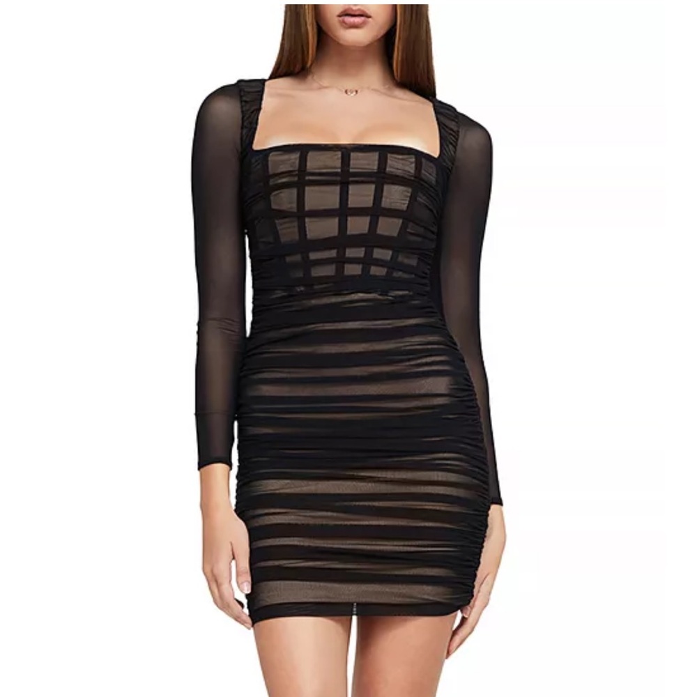 Nookie Black and Tan Long Sleeve Bodycon Dress
